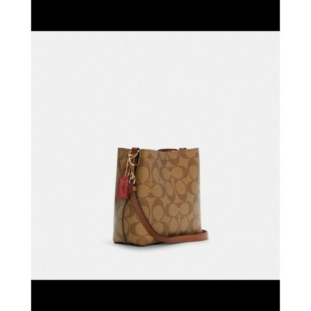 Coach C6835 Mini Town Bucket Bag Signature Canvas w/ Radial Rainbow Khaki $298 - Picture 10 of 11
